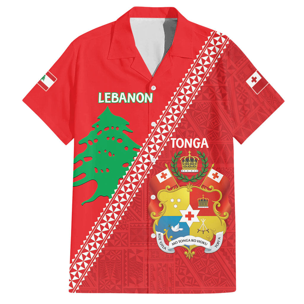 Tonga And Lebanon Hawaiian Shirt 2026 Together Half Style LT14 Red - Polynesian Pride