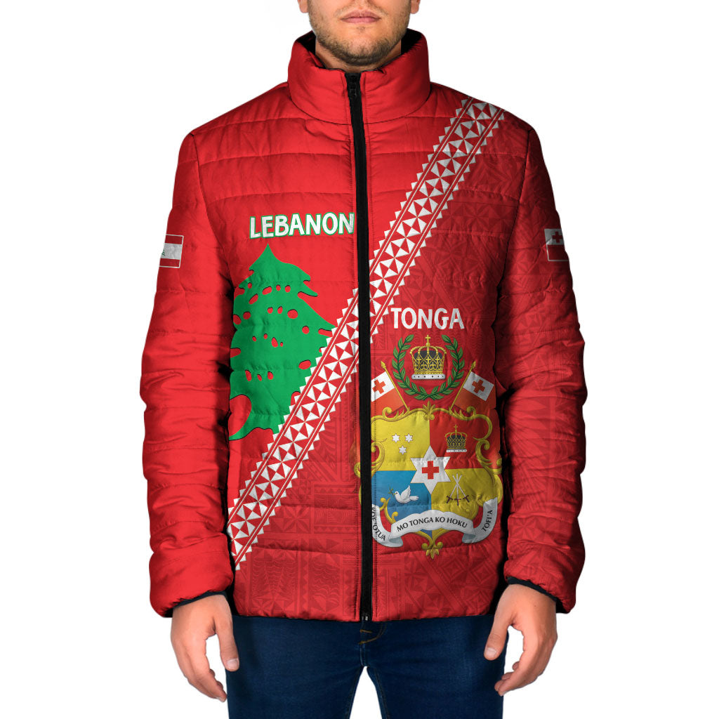 Tonga And Lebanon Padded Jacket 2026 Together Half Style LT14 Men Red - Polynesian Pride