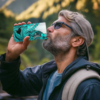 Hawaii 4 in 1 Can Cooler Tumbler Polynesian Shark Tattoo With Plumeria Turquoise Gradient