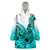 Hawaii Wearable Blanket Hoodie Polynesian Shark Tattoo With Plumeria Turquoise Gradient LT14 One Size Turquoise - Polynesian Pride