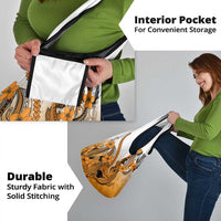 Orange Gradient Hawaii Grocery Bag Polynesian Shark Tattoo With Plumeria