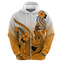 Hawaii Hoodie Polynesian Shark Tattoo With Plumeria Orange Gradient LT14 - Polynesian Pride