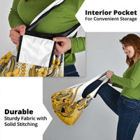 Gold Gradient Hawaii Grocery Bag Polynesian Shark Tattoo With Plumeria