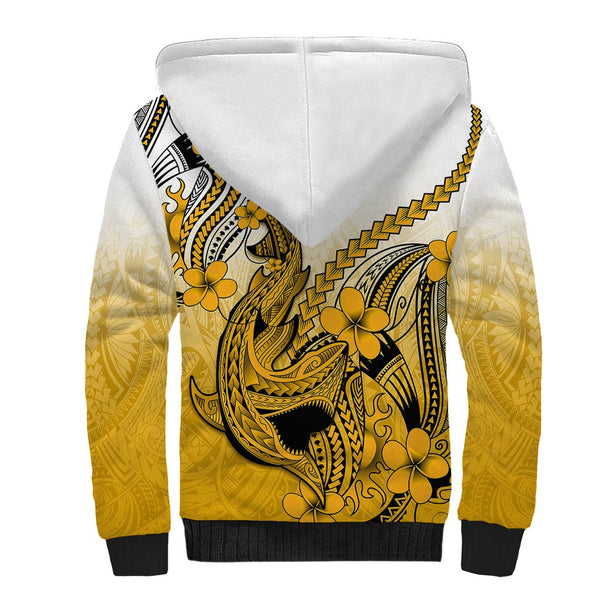Personalized Hawaii Sherpa Hoodie Hammerhead Shark Kakau Polynesian Tribal Green LT05 main image 0