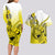 Hawaii Couples Matching Long Sleeve Bodycon Dress and Hawaiian Shirt Polynesian Shark Tattoo With Plumeria Yellow Gradient LT14 - Polynesian Pride