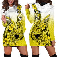 Hawaii Hoodie Dress Polynesian Shark Tattoo With Plumeria Yellow Gradient LT14 - Polynesian Pride