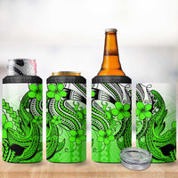 Hawaii 4 in 1 Can Cooler Tumbler Polynesian Shark Tattoo With Plumeria Green Gradient