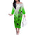 Hawaii Off The Shoulder Long Sleeve Dress Polynesian Shark Tattoo With Plumeria Green Gradient LT14 Women Green - Polynesian Pride