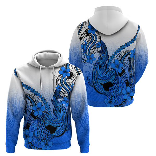 Hawaii Women Casual Shirt Polynesian Shark Tattoo With Plumeria Green Gradient LT14 main image 0