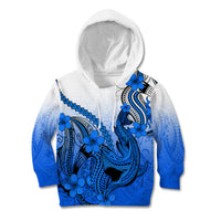 Hawaii Kid Hoodie Polynesian Shark Tattoo With Plumeria Blue Gradient LT14 Blue - Polynesian Pride
