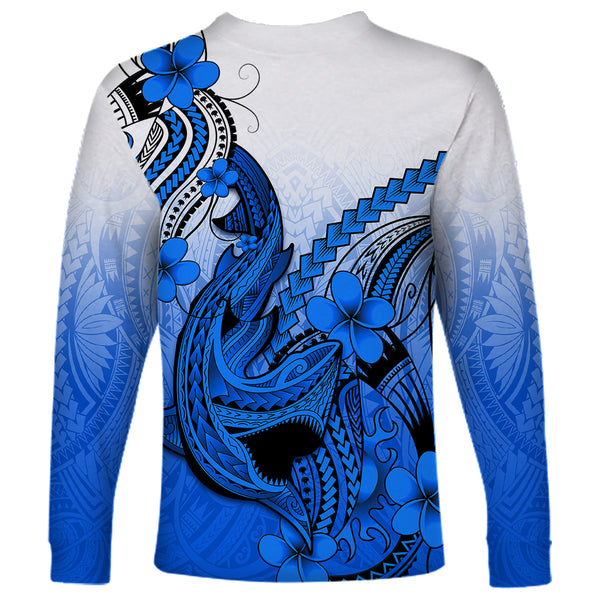 (Custom Personalised) Hawaii Hawaii Long Sleeve Button Shirt Shark and Turtle Mix Kakau Green LT9 main image 0