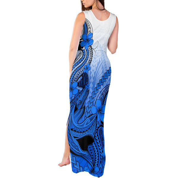 Hawaii Off Shoulder Maxi Dress Polynesian Shark Tattoo With Plumeria Pink Gradient LT14 main image 0