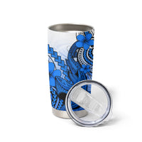 Hawaii Tumbler Cup Polynesian Shark Tattoo With Plumeria Blue Gradient