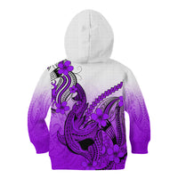 Hawaii Kid Hoodie Polynesian Shark Tattoo With Plumeria Purple Gradient LT14 - Polynesian Pride
