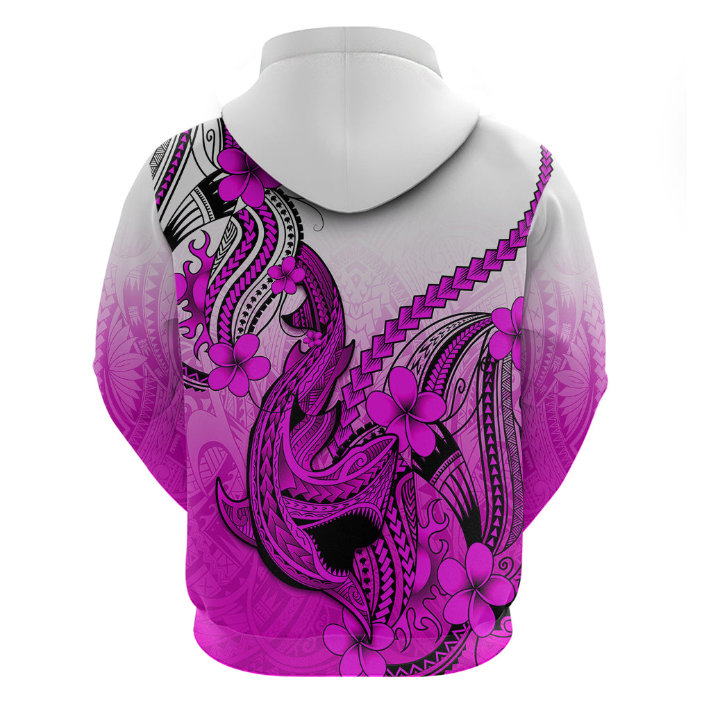 Hawaii Hoodie Polynesian Shark Tattoo With Plumeria Pink Gradient LT14 - Polynesian Pride