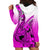 Hawaii Hoodie Dress Polynesian Shark Tattoo With Plumeria Pink Gradient LT14 - Polynesian Pride