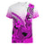 Hawaii Women V Neck T Shirt Polynesian Shark Tattoo With Plumeria Pink Gradient LT14 Female Pink - Polynesian Pride