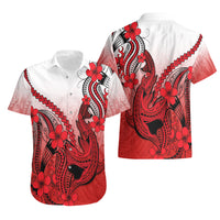 Hawaii Hawaiian Shirt Polynesian Shark Tattoo With Plumeria Red Gradient LT14 - Polynesian Pride