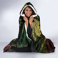 Personalised Hawaii Nene Goose Hooded Blanket Hawaiian Map Hibiscus Polynesian Art - Reggae Gradient LT14 - Polynesian Pride