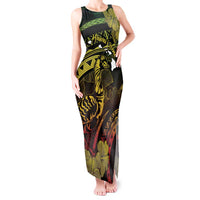 Personalised Hawaii Nene Goose Tank Maxi Dress Hawaiian Map Hibiscus Polynesian Art - Reggae Gradient