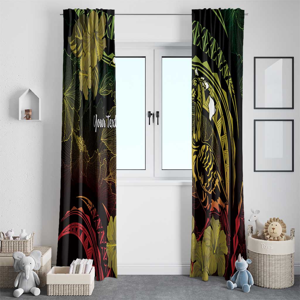 Personalised Hawaii Nene Goose Window Curtain Hawaiian Map Hibiscus Polynesian Art - Reggae Gradient