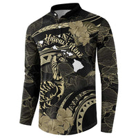 Personalised Hawaii Nene Goose Button Sweatshirt Hawaiian Map Hibiscus Polynesian Art - Beige