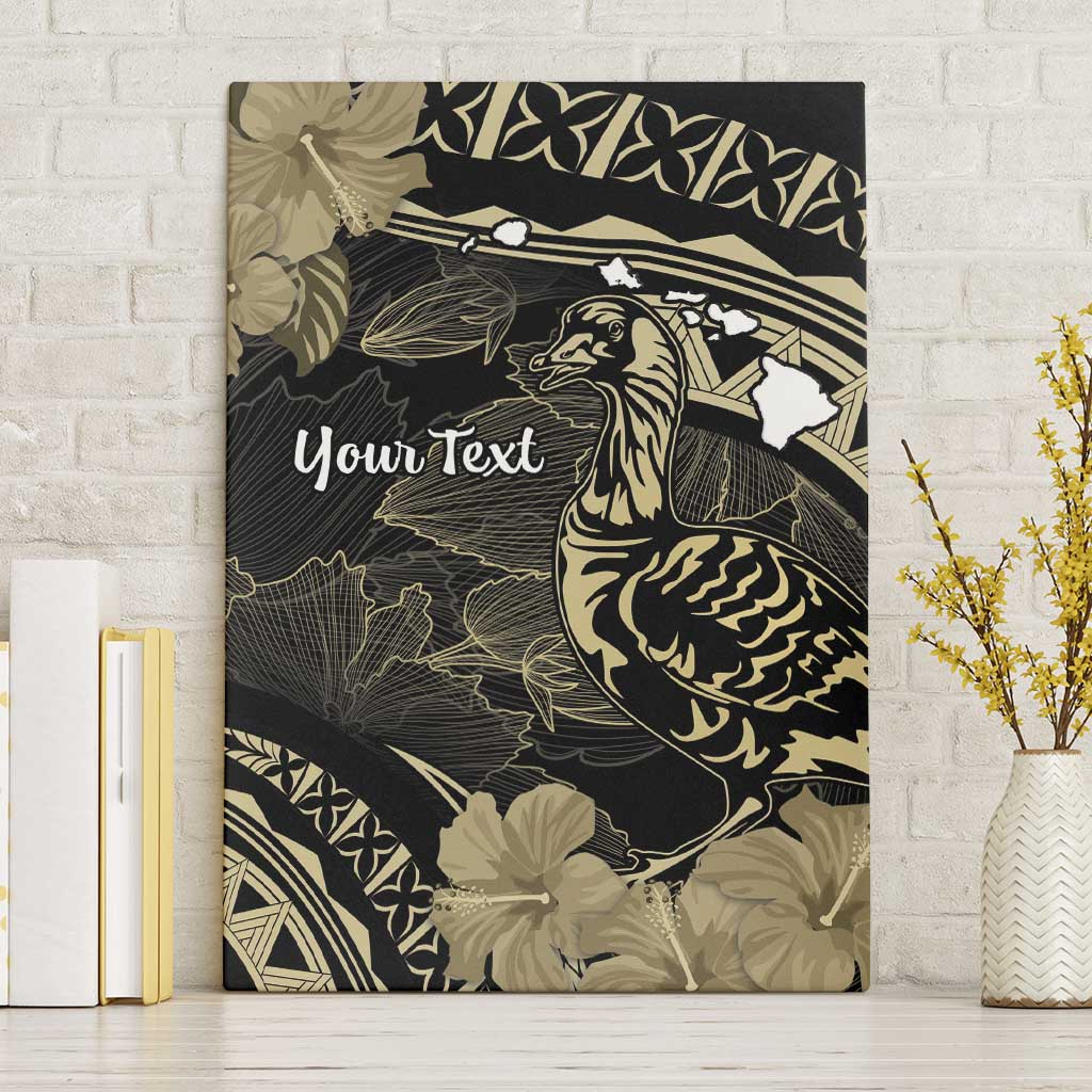 Personalised Hawaii Nene Goose Canvas Wall Art Hawaiian Map Hibiscus Polynesian Art - Beige LT14 Without Frame Beige - Polynesian Pride