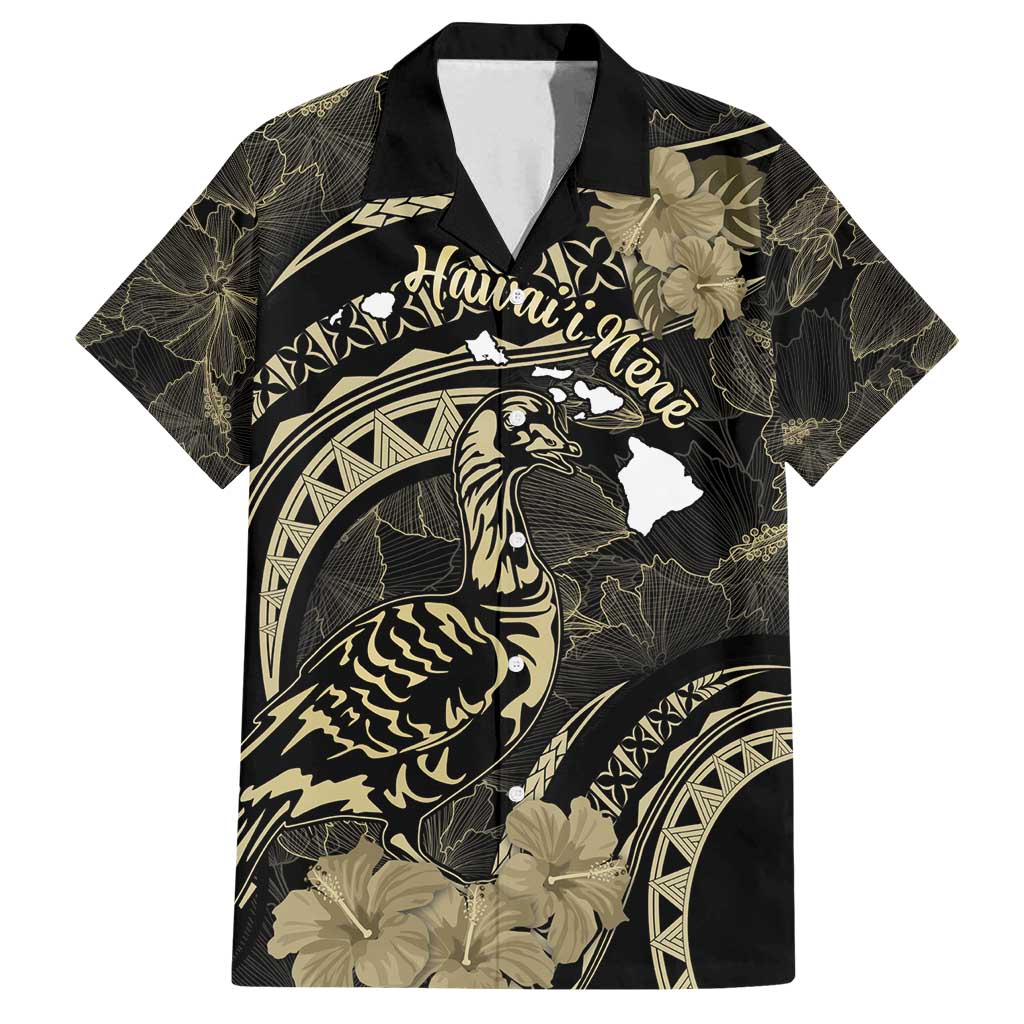 Personalised Hawaii Nene Goose Family Matching Long Sleeve Bodycon Dress and Hawaiian Shirt Hawaiian Map Hibiscus Polynesian Art - Beige