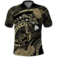 Personalised Hawaii Nene Goose Polo Shirt Hawaiian Map Hibiscus Polynesian Art - Beige