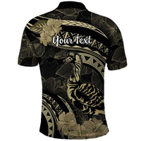 Personalised Hawaii Nene Goose Polo Shirt Hawaiian Map Hibiscus Polynesian Art - Beige