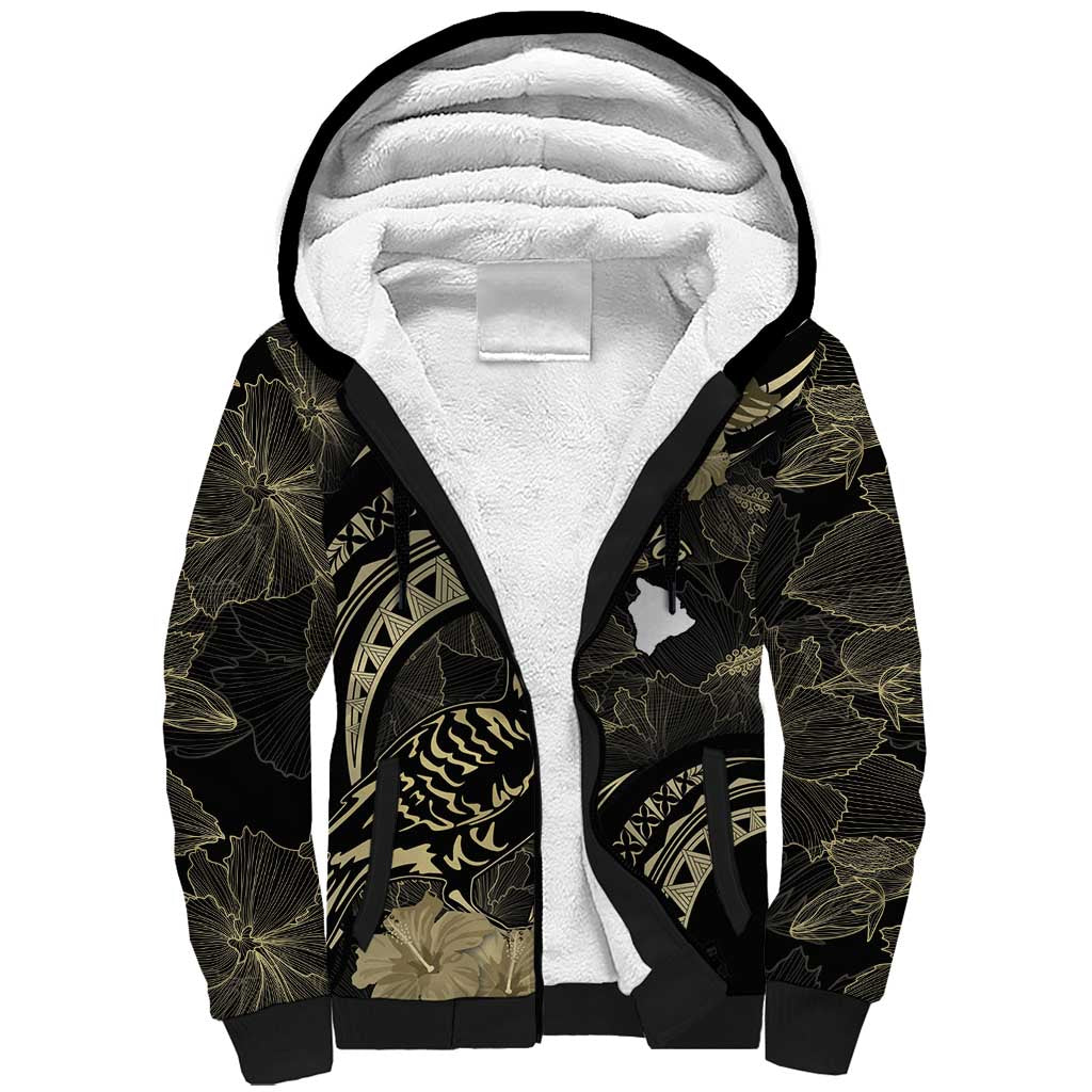 Personalised Hawaii Nene Goose Sherpa Hoodie Hawaiian Map Hibiscus Polynesian Art - Beige LT14 Unisex Beige - Polynesian Pride