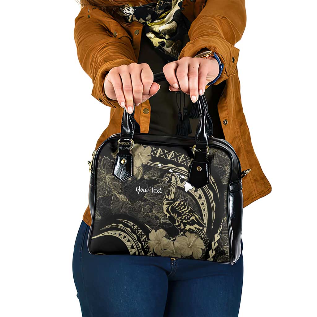 Personalised Hawaii Nene Goose Shoulder Handbag Hawaiian Map Hibiscus Polynesian Art - Beige LT14 One Size Beige - Polynesian Pride