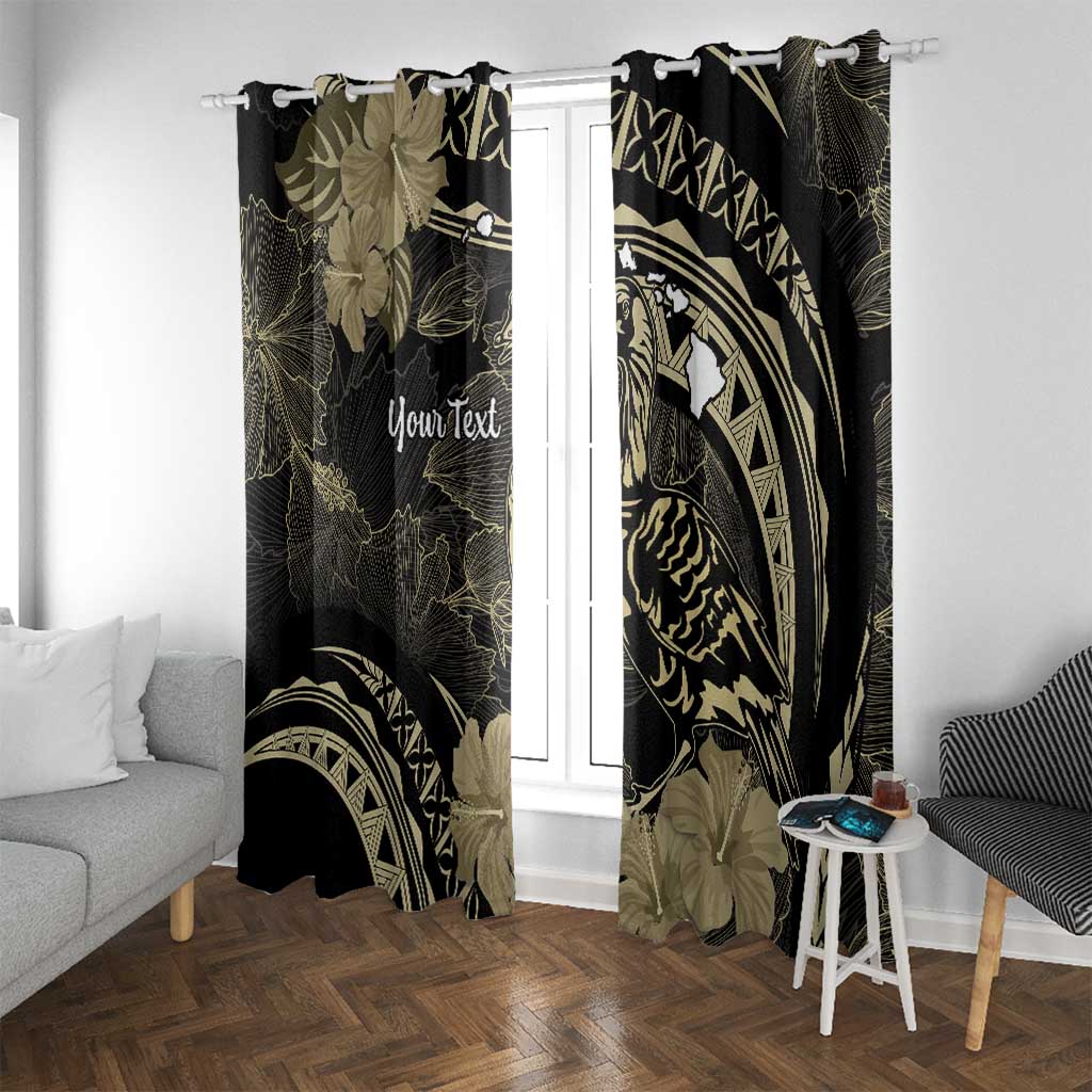 Personalised Hawaii Nene Goose Window Curtain Hawaiian Map Hibiscus Polynesian Art - Beige