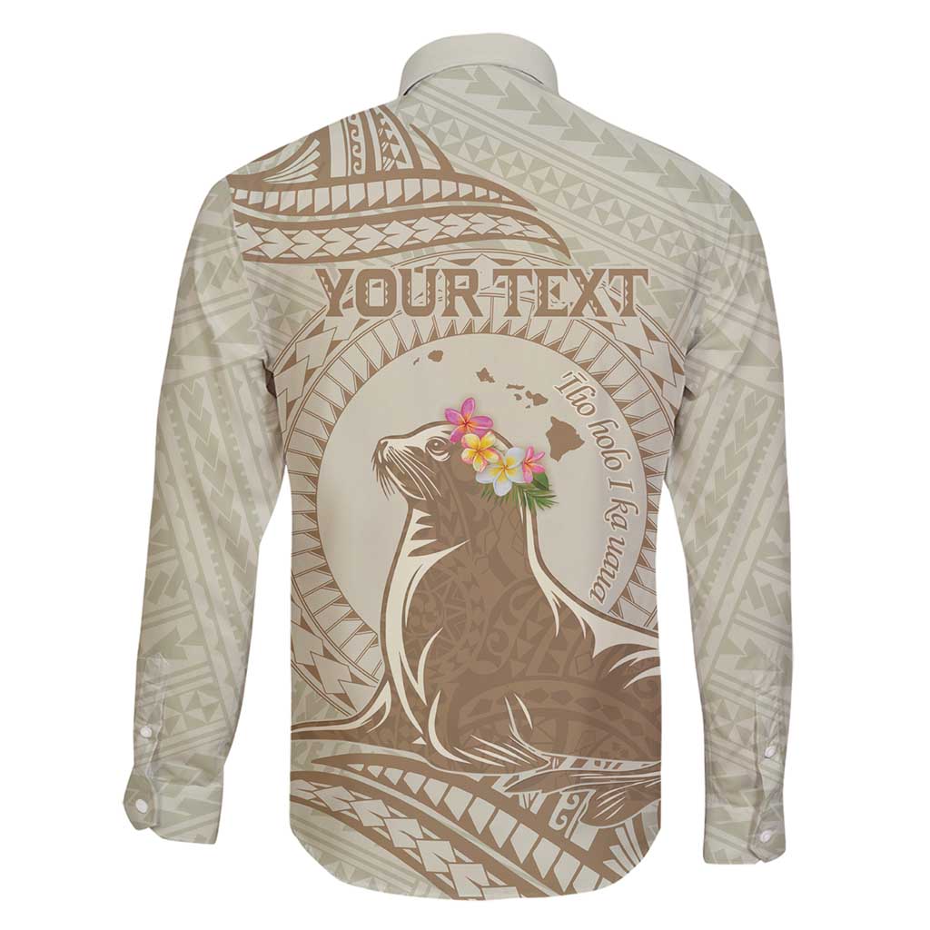 Personalised Hawaii Monk Seal Family Matching Tank Maxi Dress and Hawaiian Shirt Polynesian Tattoo With Tropical Flowers - Beige Pastel