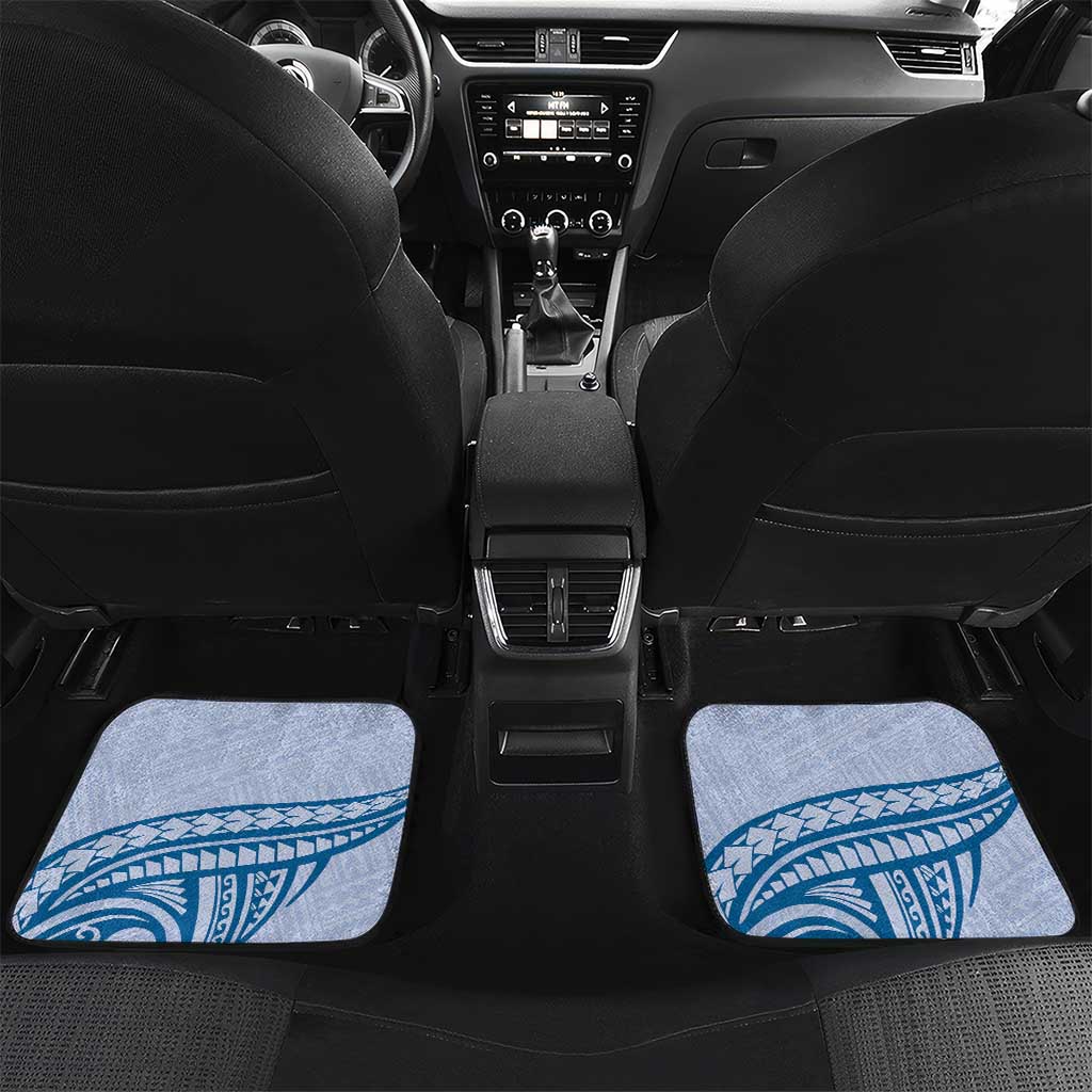 Personalised Hawaii Monk Seal Car Mats Polynesian Tattoo With Tropical Flowers - Blue Pastel