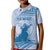 Personalised Hawaii Monk Seal Kid Polo Shirt Polynesian Tattoo With Tropical Flowers - Blue Pastel
