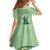 Personalised Hawaii Monk Seal Kid Short Sleeve Dress Polynesian Tattoo With Tropical Flowers - Green Pastel