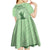 Personalised Hawaii Monk Seal Kid Short Sleeve Dress Polynesian Tattoo With Tropical Flowers - Green Pastel