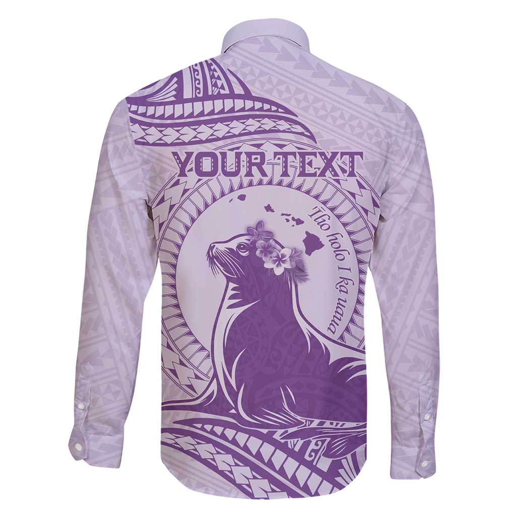 Personalised Hawaii Monk Seal Family Matching Short Sleeve Bodycon Dress and Hawaiian Shirt Polynesian Tattoo With Tropical Flowers - Purple Pastel LT14 - Polynesian Pride