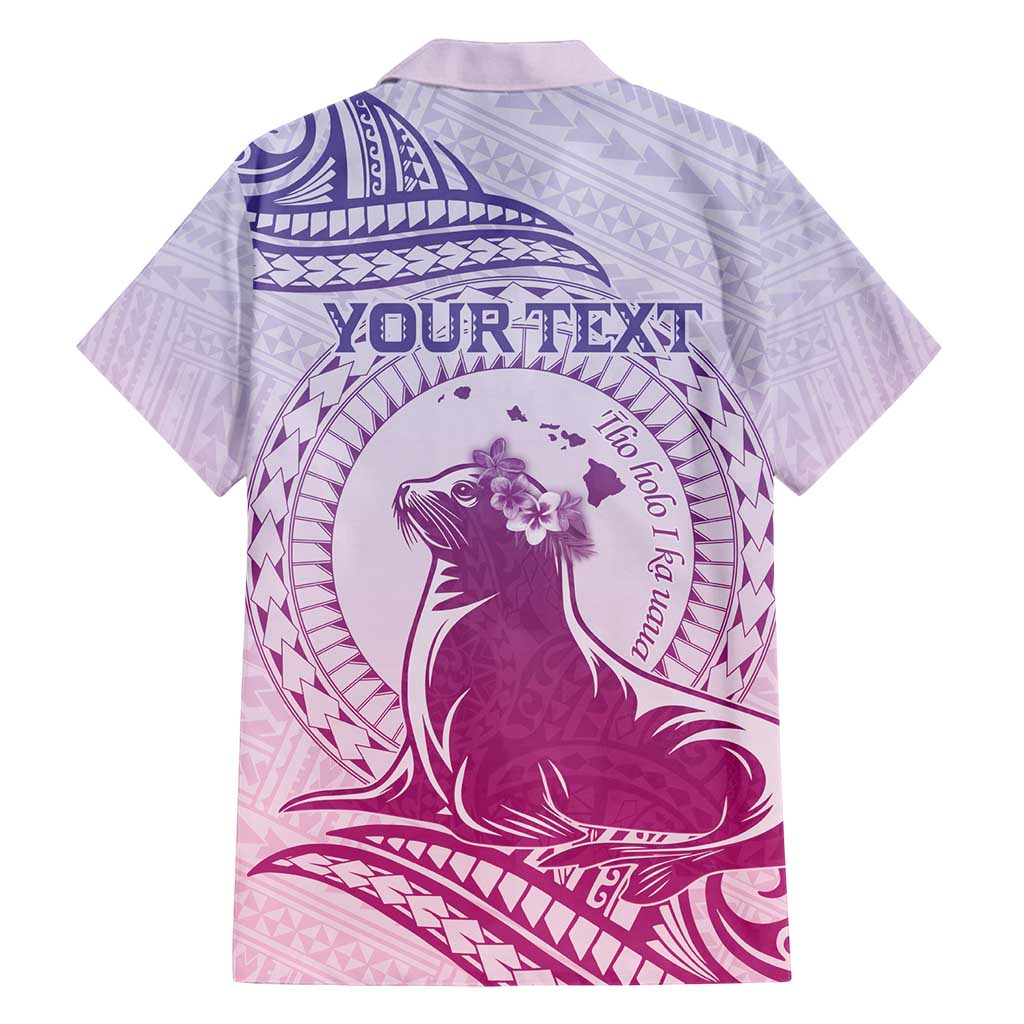 Personalised Hawaii Monk Seal Family Matching Summer Maxi Dress and Hawaiian Shirt Polynesian Tattoo With Tropical Flowers - Purple Gradient LT14 - Polynesian Pride
