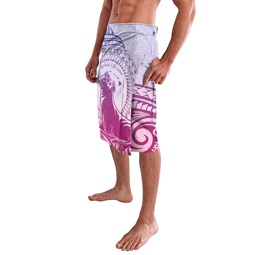 Personalised Hawaii Monk Seal Lavalava Polynesian Tattoo With Tropical Flowers - Purple Gradient