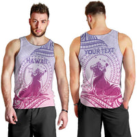 Personalised Hawaii Monk Seal Men Tank Top Polynesian Tattoo With Tropical Flowers - Purple Gradient