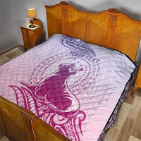 Personalised Hawaii Monk Seal Quilt Polynesian Tattoo With Tropical Flowers - Purple Gradient