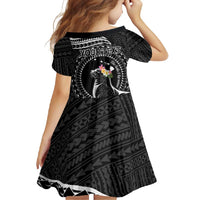 Personalised Hawaii Monk Seal Family Matching Mermaid Dress and Hawaiian Shirt Polynesian Tattoo With Tropical Flowers - Black LT14 - Polynesian Pride