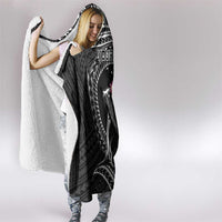 Personalised Hawaii Monk Seal Hooded Blanket Polynesian Tattoo With Tropical Flowers - Black LT14 - Polynesian Pride