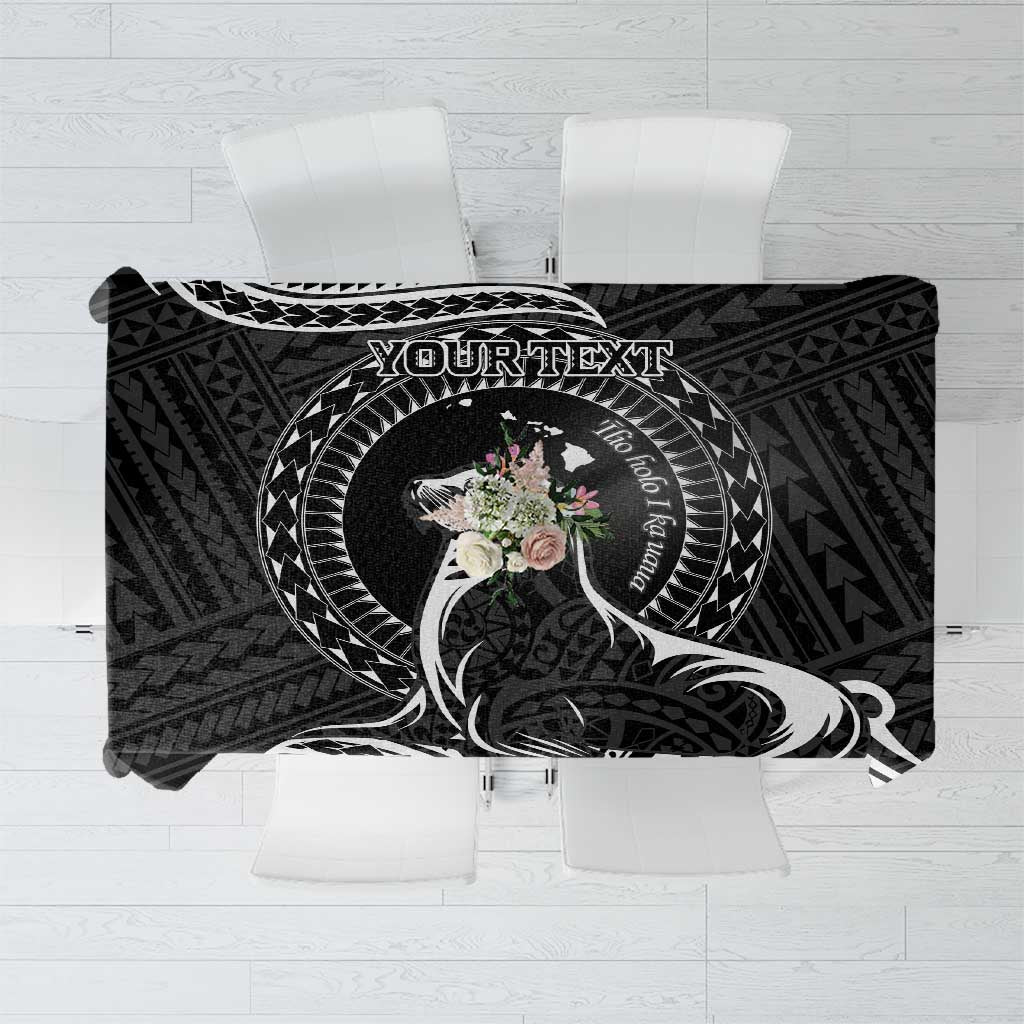 Personalised Hawaii Monk Seal Tablecloth Polynesian Tattoo With Tropical Flowers - Black LT14 Black - Polynesian Pride