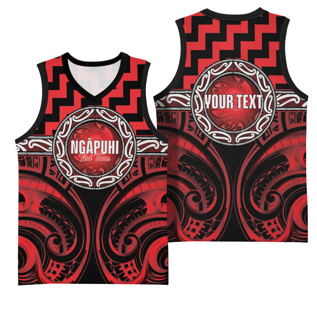 Aotearoa Ngapuhi Personalised Basketball Jersey Maori Iwi Poutama Puhoro Tattoo