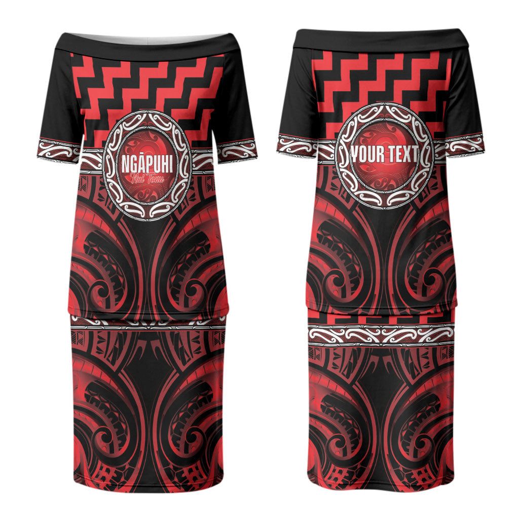 Aotearoa Ngapuhi Personalised Couples Matching Puletasi and Long Sleeve Button Shirt Maori Iwi Poutama Puhoro Tattoo