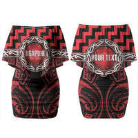 Aotearoa Ngapuhi Personalised Family Matching Off Shoulder Short Dress and Hawaiian Shirt Maori Iwi Poutama Puhoro Tattoo