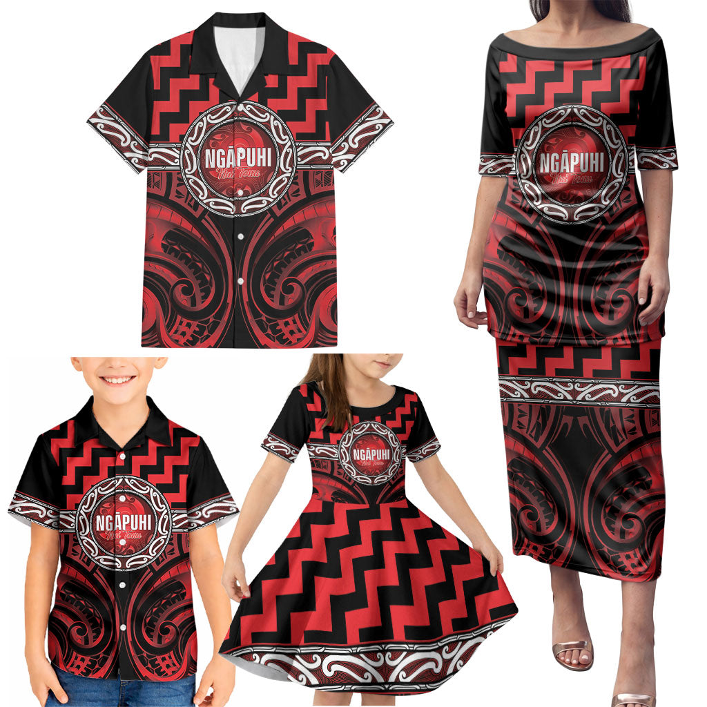 Aotearoa Ngapuhi Personalised Family Matching Puletasi and Hawaiian Shirt Maori Iwi Poutama Puhoro Tattoo LT14 - Polynesian Pride
